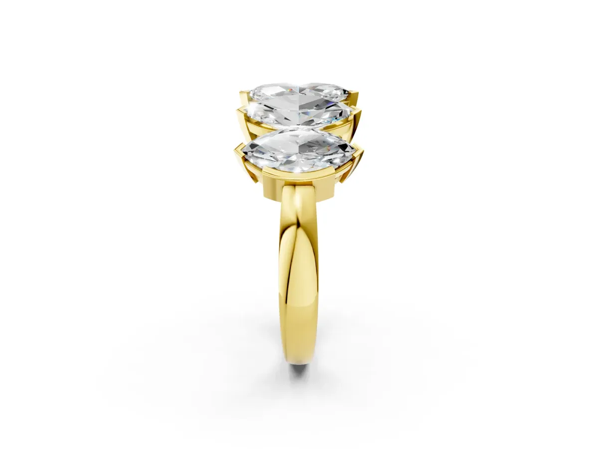 Five Stone Marquise Diamond Prong Set White Gold Band Yellow gold