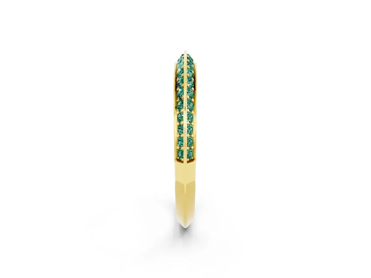 Double Row Pavé Round Green Sapphire Eternity Band with Channel Setting Yellow gold