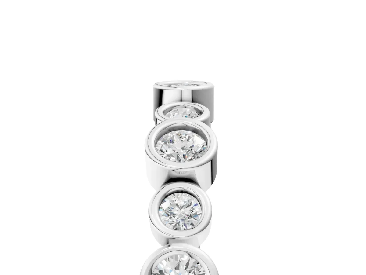 Bezel Set Round Diamond Half Eternity Band White gold
