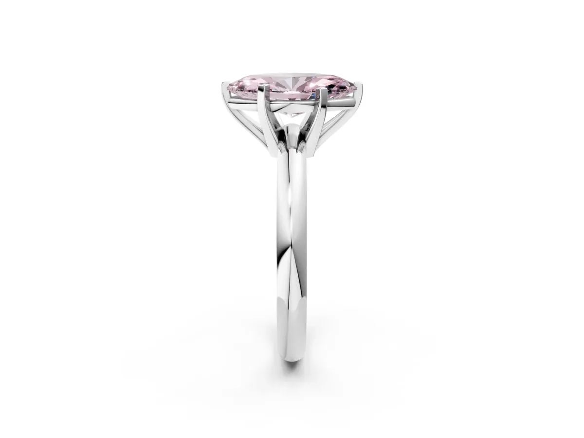 Fancy Pink Marquise Cut Diamond Solitaire Engagement Ring with Round Band and Four-Prong Setting Silver