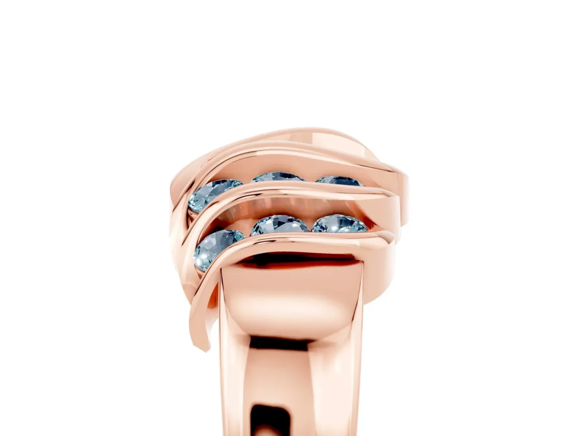 Round Aquamarine Multi-Row Crossover Band Rose gold