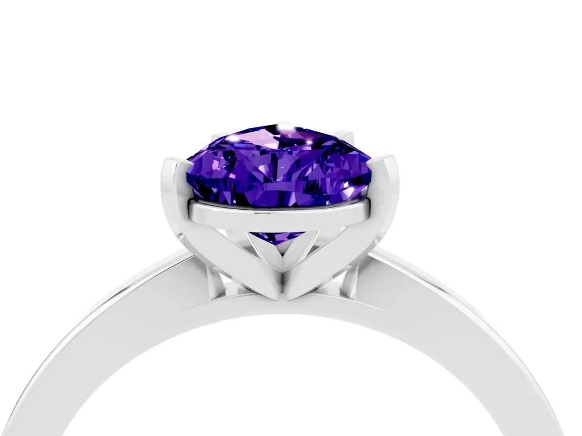 Pear Cut Tanzanite Solitaire Engagement Ring with Classic Band and Four-Prong Setting Platinum