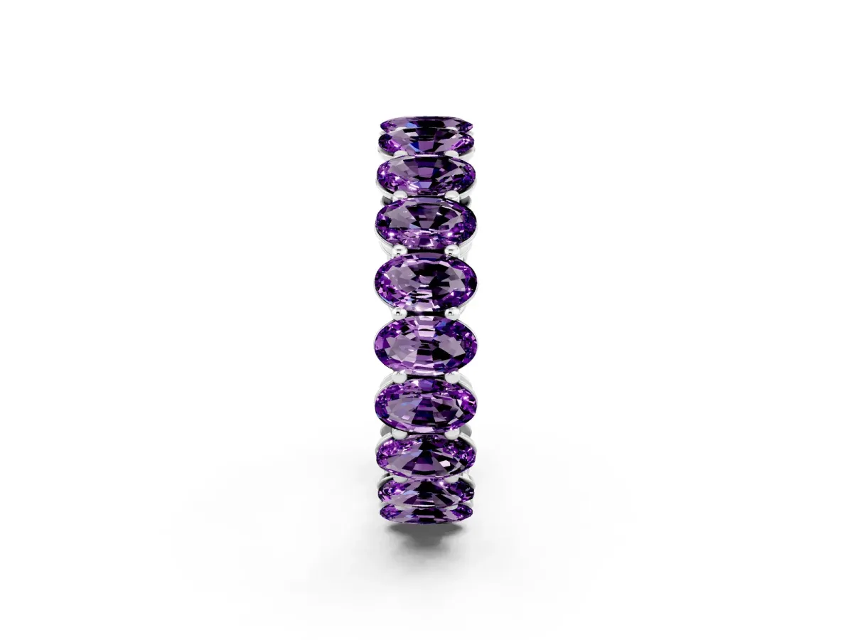 Oval Cut Amethyst Eternity Band with Shared Prong Setting Platinum