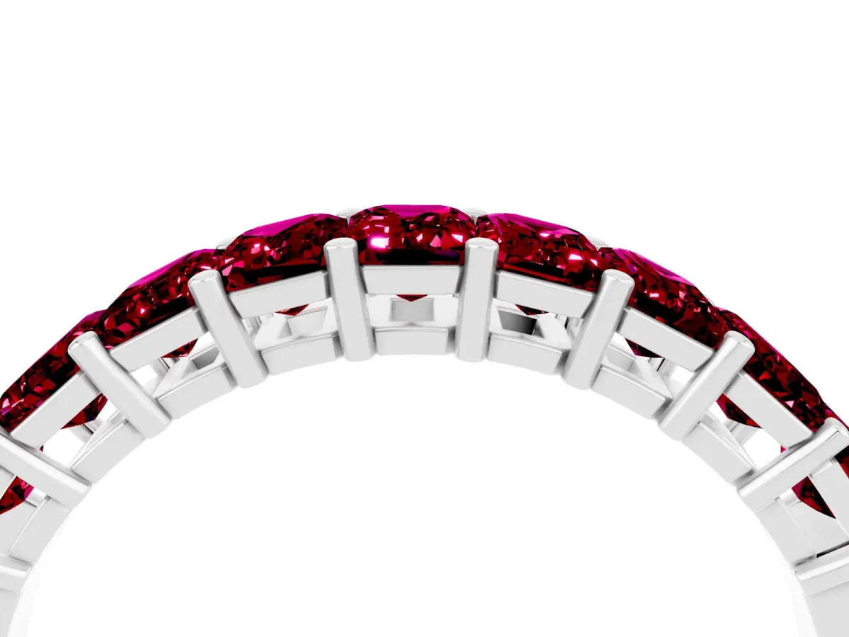 Emerald Cut Garnet Prong-Set Eternity Band White gold