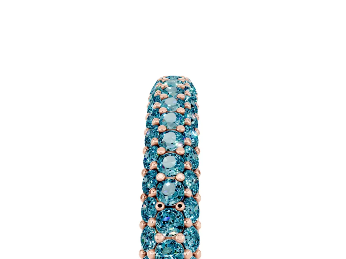Round Blue Topaz Pavé Eternity Band with Shared Prong Setting Rose gold