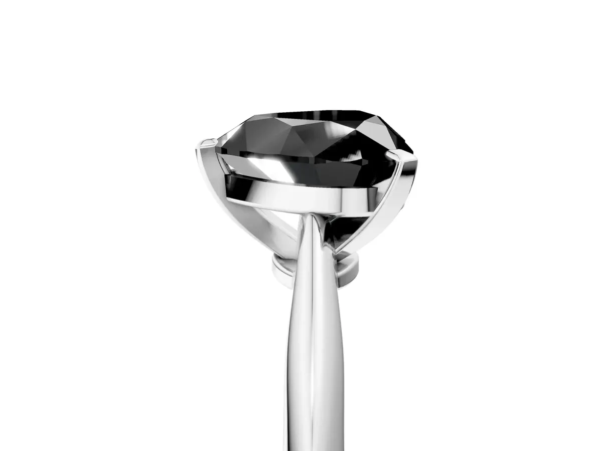 Fancy Black Heart Cut Diamond Solitaire Engagement Ring with Classic Band and Four-Prong Setting Platinum