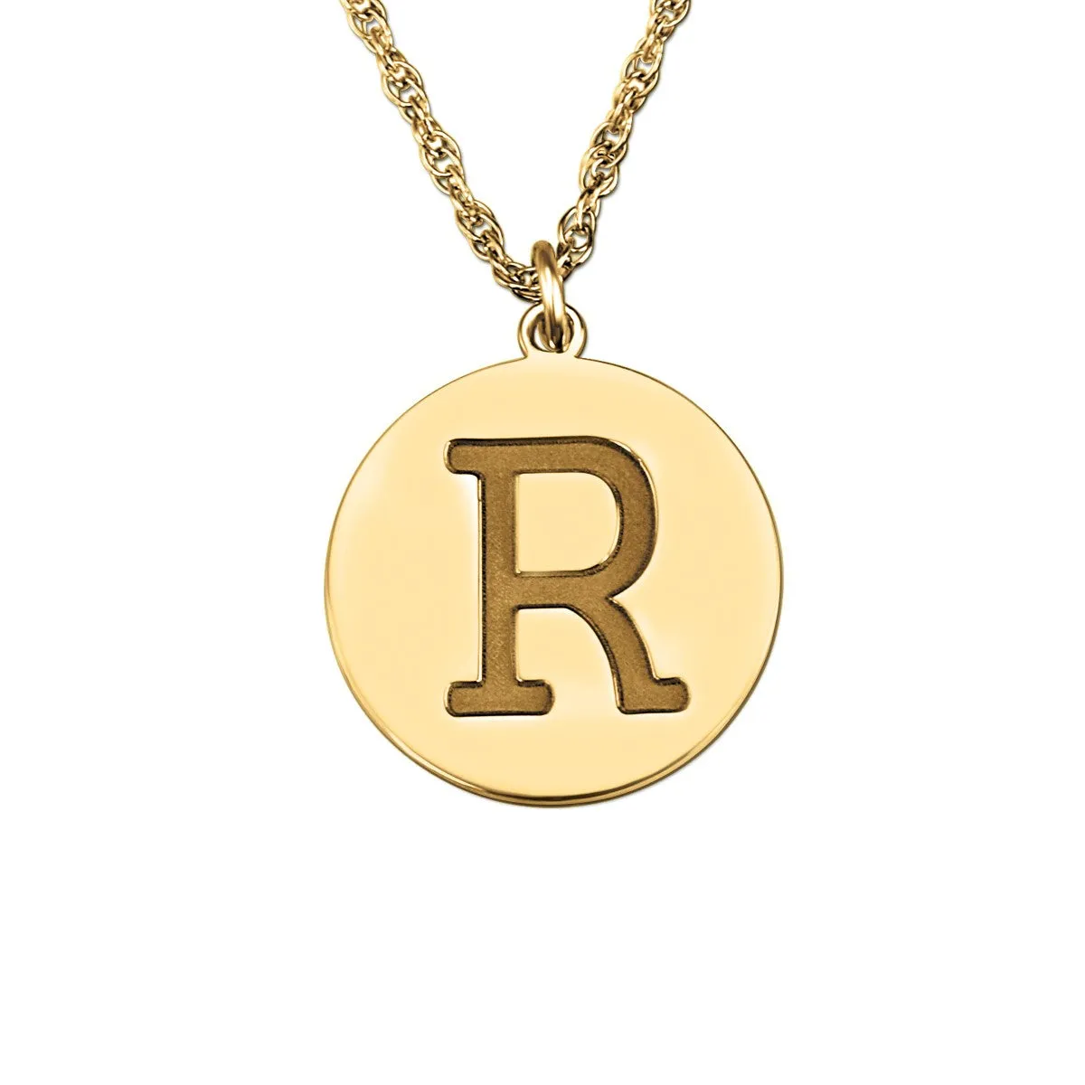 Round Initial Pendant Necklace White gold