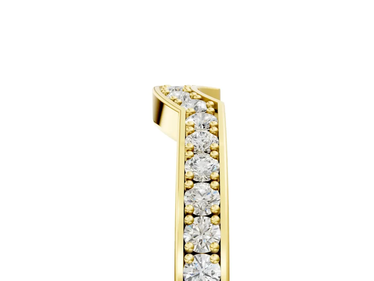 Pavé Round Diamond Contour Band with Channel Setting Yellow gold