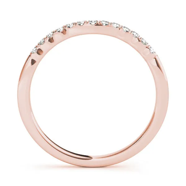 Round Diamond U-Shape Pavé Curved Wedding Band Rose gold