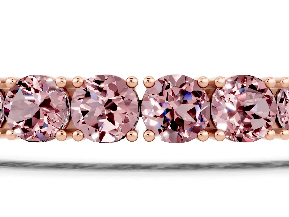 Round Brilliant Morganite Tennis Bracelet with Prong Setting Rose gold