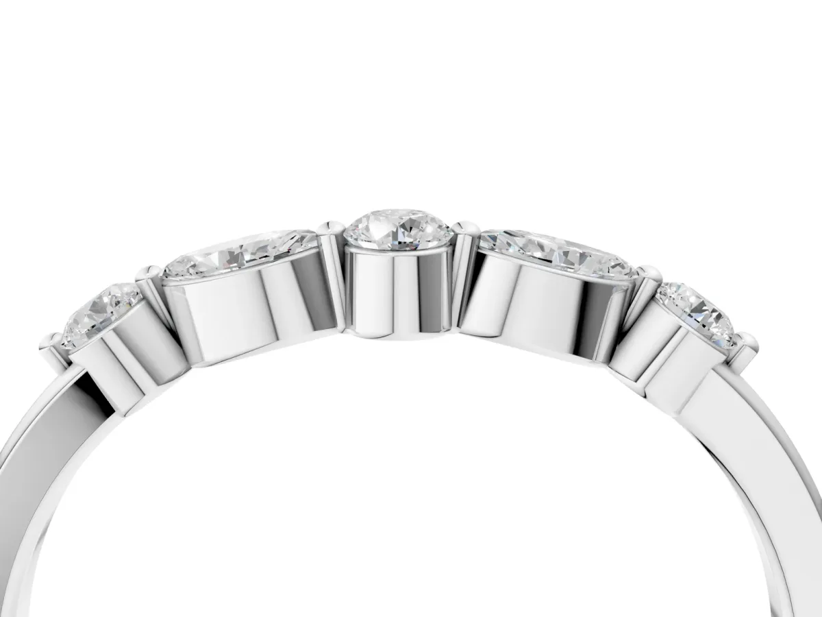 Round and Marquise Diamond Half Eternity Band with Prong Setting Platinum