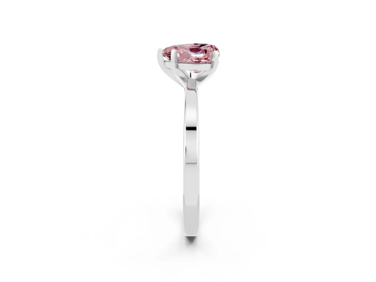 Heart Cut Morganite Solitaire Engagement Ring with Classic Band and Four-Prong Setting Platinum