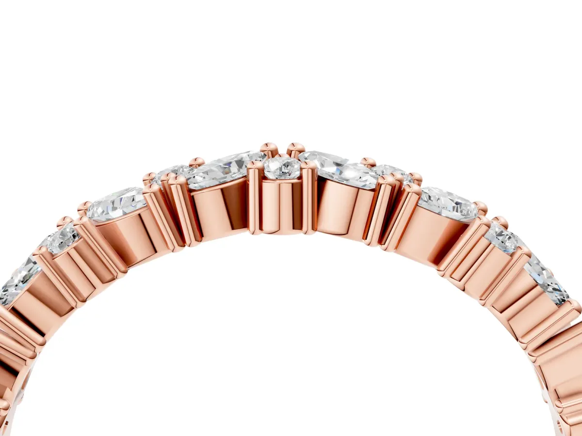 Marquise and Round Diamond Vine Eternity Band with Prong Setting Rose gold