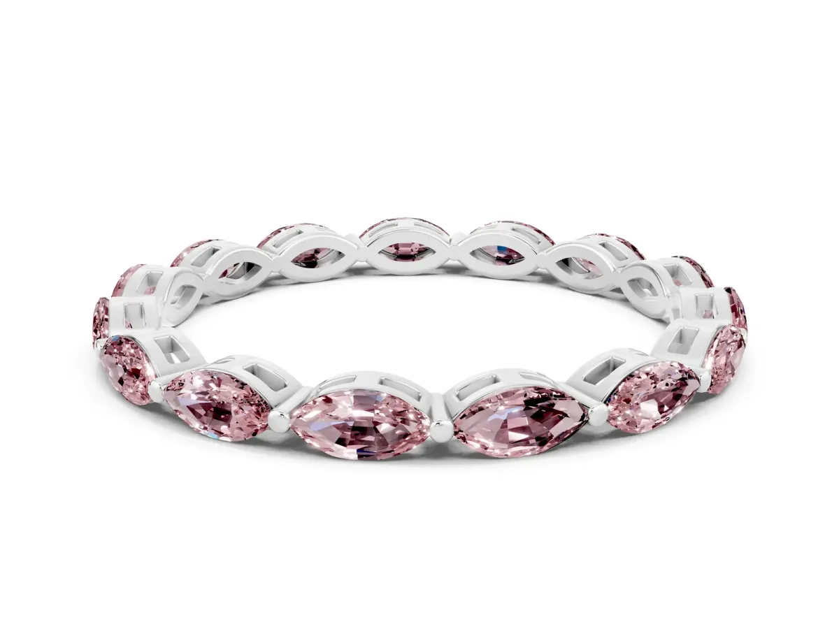 Marquise Morganite Eternity Band with U-Prong Setting White gold