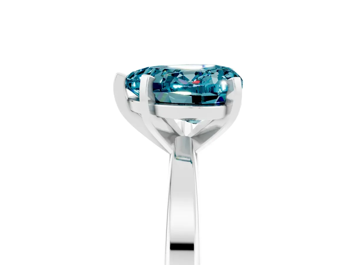 Heart Cut Blue Topaz Solitaire Engagement Ring with Classic Band and Four-Prong Setting Silver