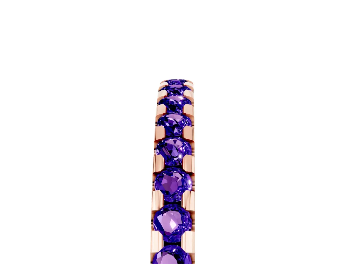 Round Tanzanite Pavé Set Eternity Band with Micro Prong Setting Rose gold