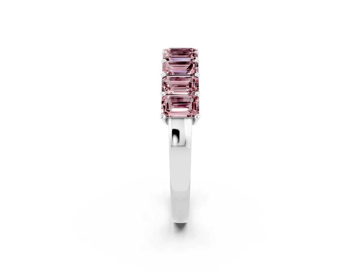 Emerald Cut Morganite Prong-Set Eternity Band Silver