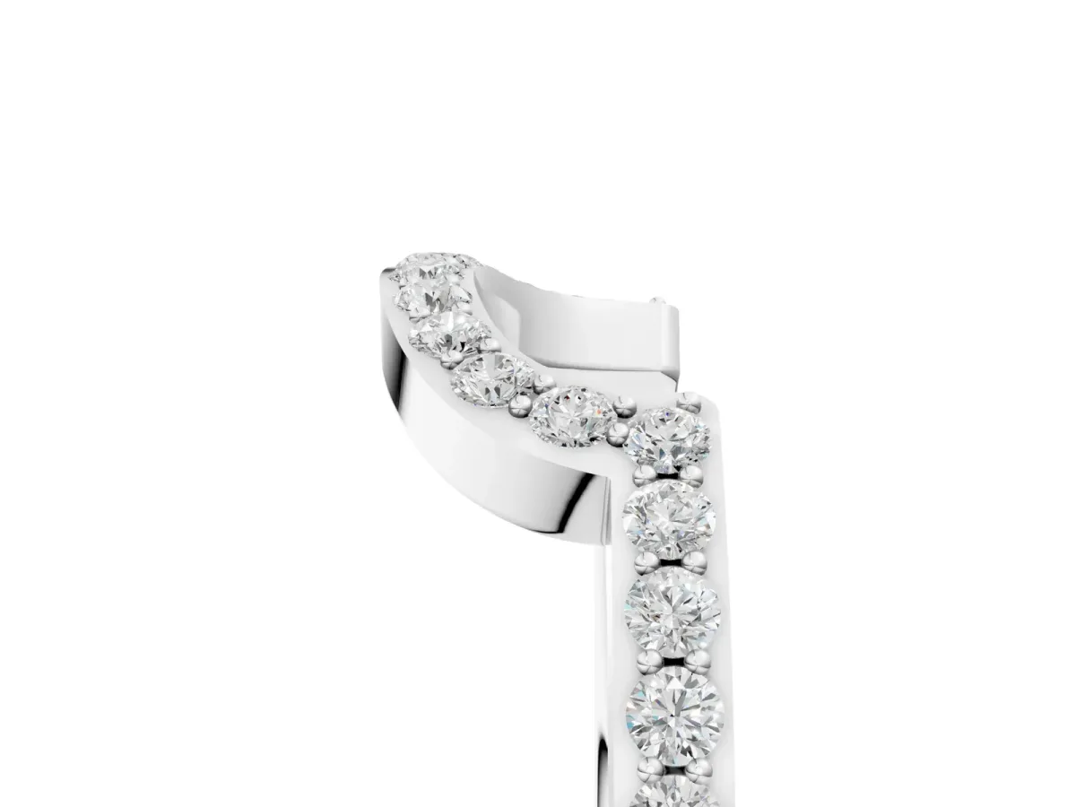 U-Shaped Pavé Round Diamond Contour Band Platinum