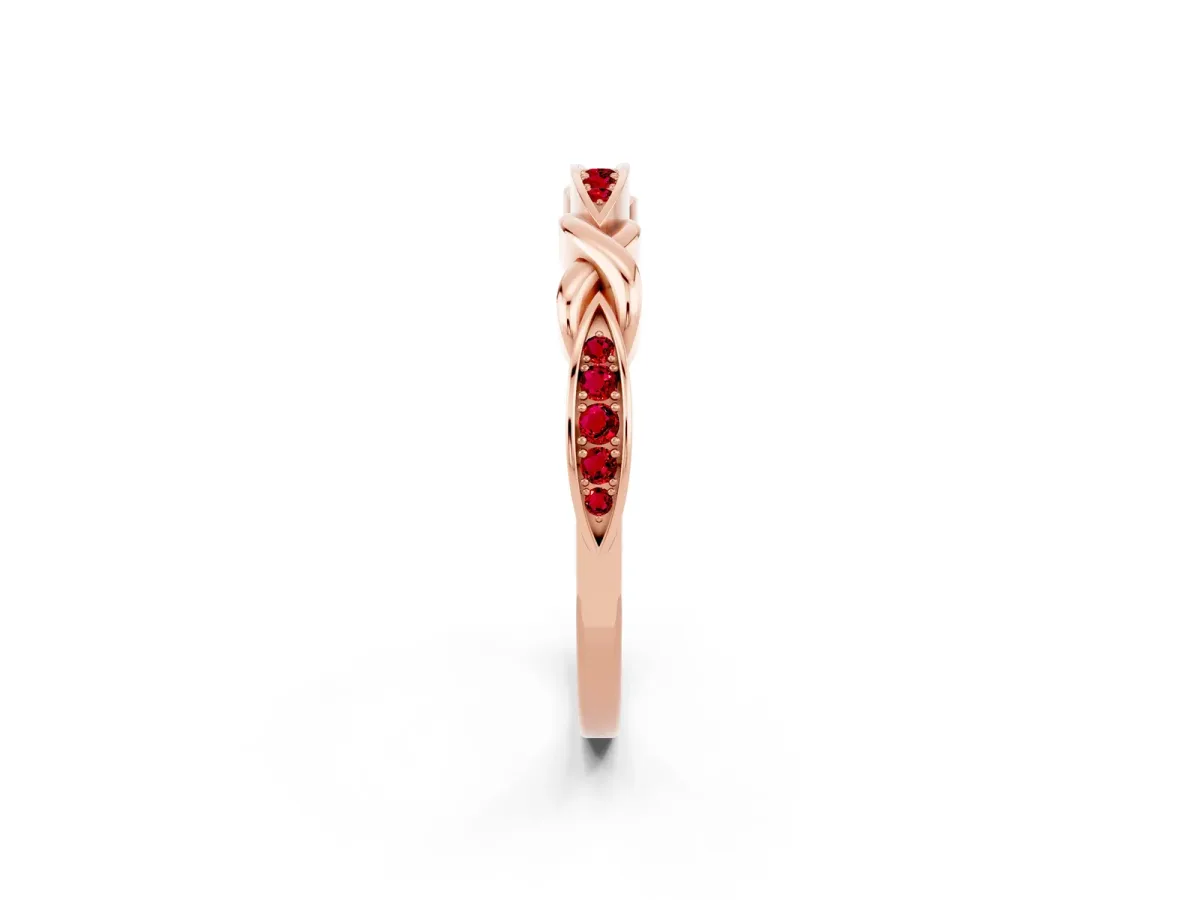 Twisted Marquise Ruby Pavé Band with Shared Prong Setting Rose gold