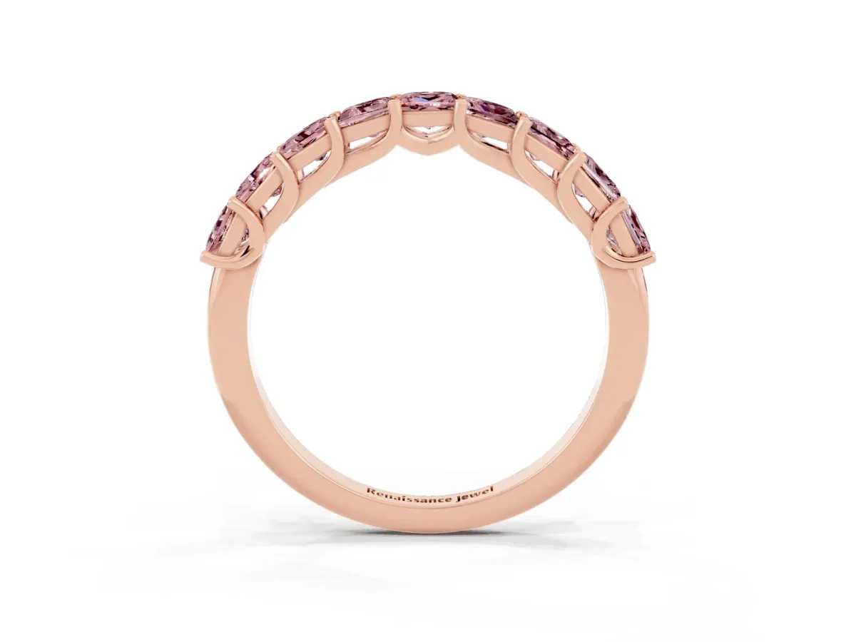 Princess Cut Morganite Channel-Set Eternity Band with Prong Setting Rose gold