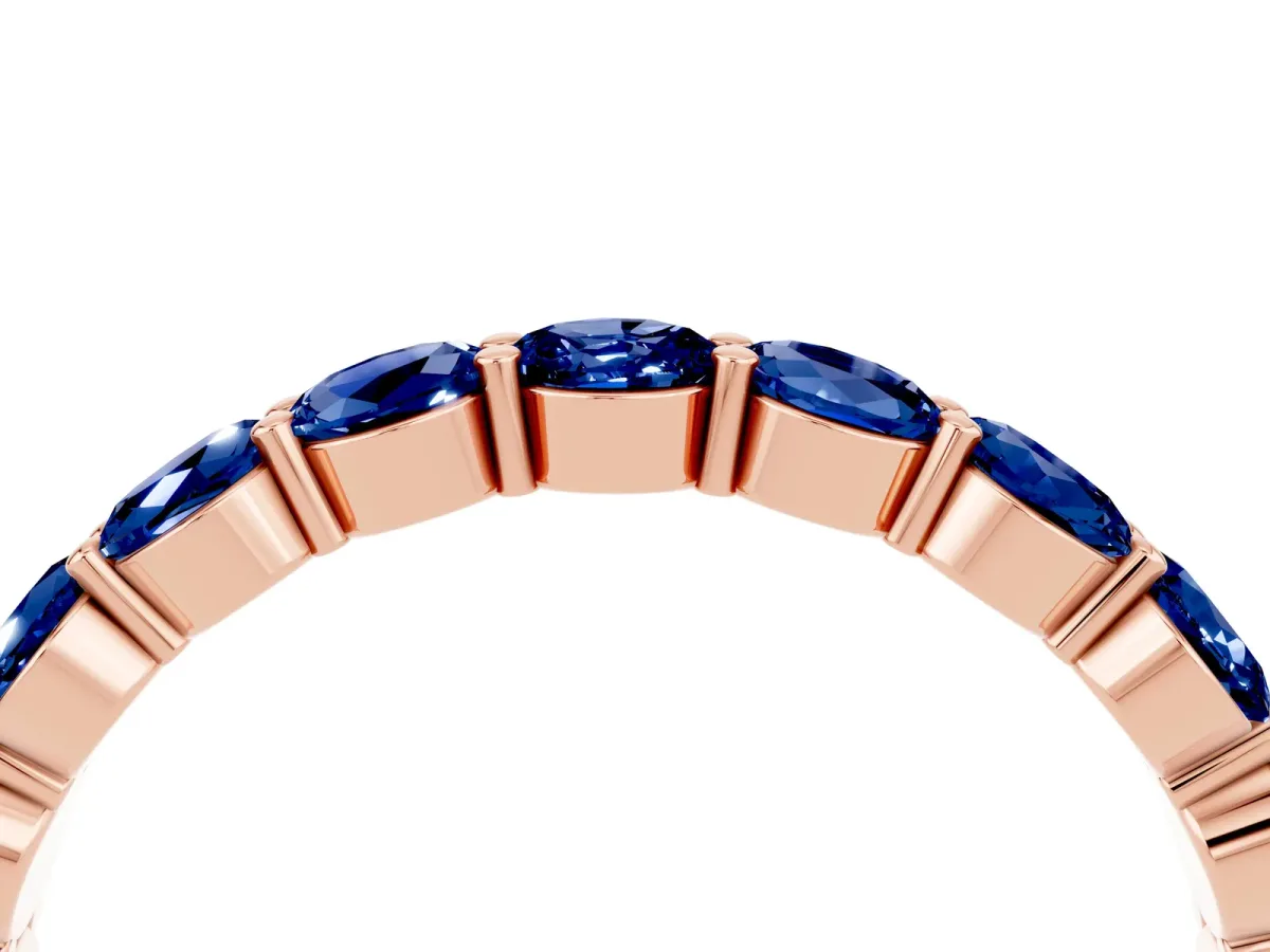 Round Blue Sapphire Eternity Band with U-Prong Setting Rose gold