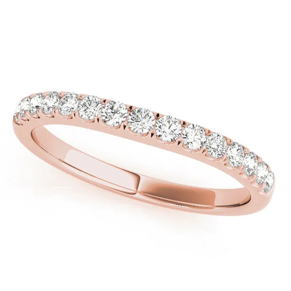 Round Diamond Half Eternity Band with Pavé Setting Rose gold