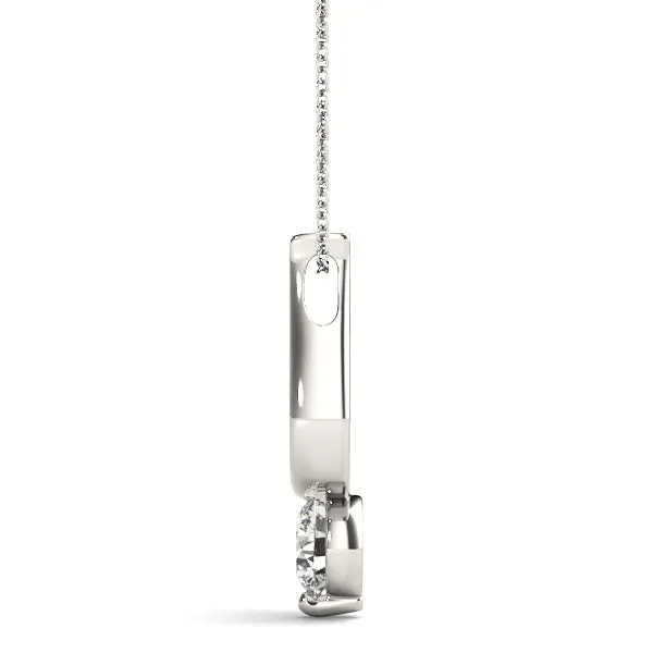 Round Solitaire Bezel Set Pendant White gold