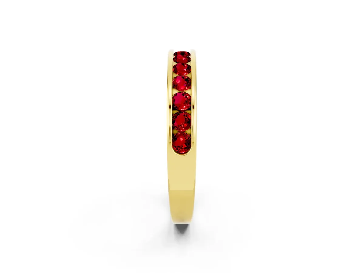 Channel Set Round Ruby Eternity Band Yellow gold
