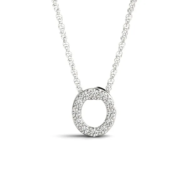 Round Pavé Diamond Circle Pendant Silver
