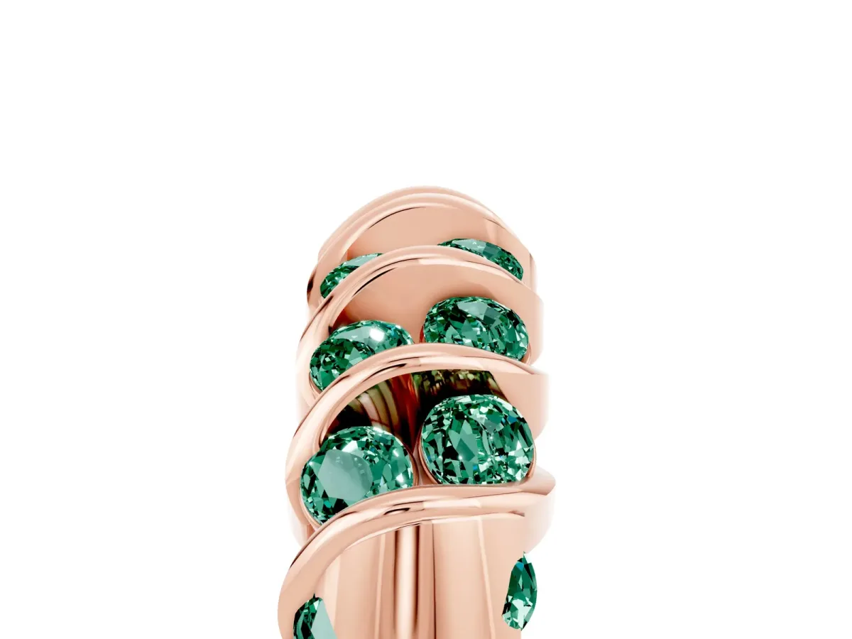 Channel Set Round Green Sapphire Multi-Row Band Rose gold