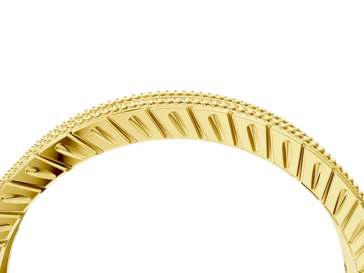 Round Cut Diamond Milgrain Bezel Set Eternity Band Yellow gold