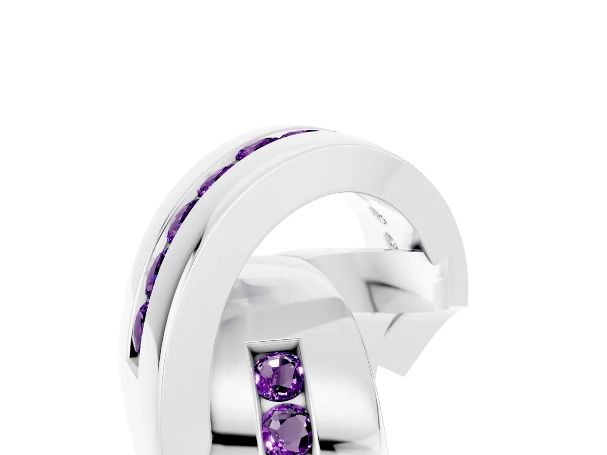 Pavé Round Amethyst Crossover Band with Channel Setting Platinum