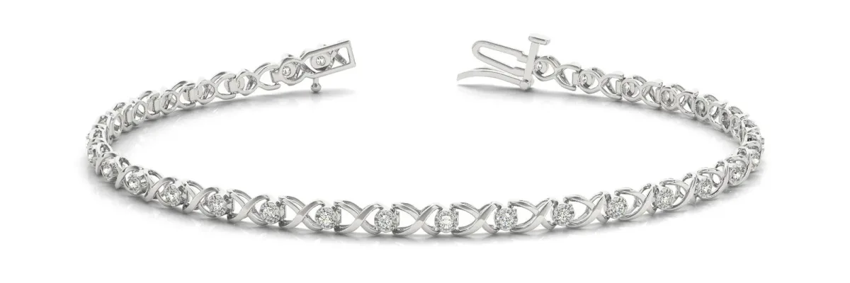 Round Diamond Infinity Link Tennis Bracelet with Prong Setting White gold