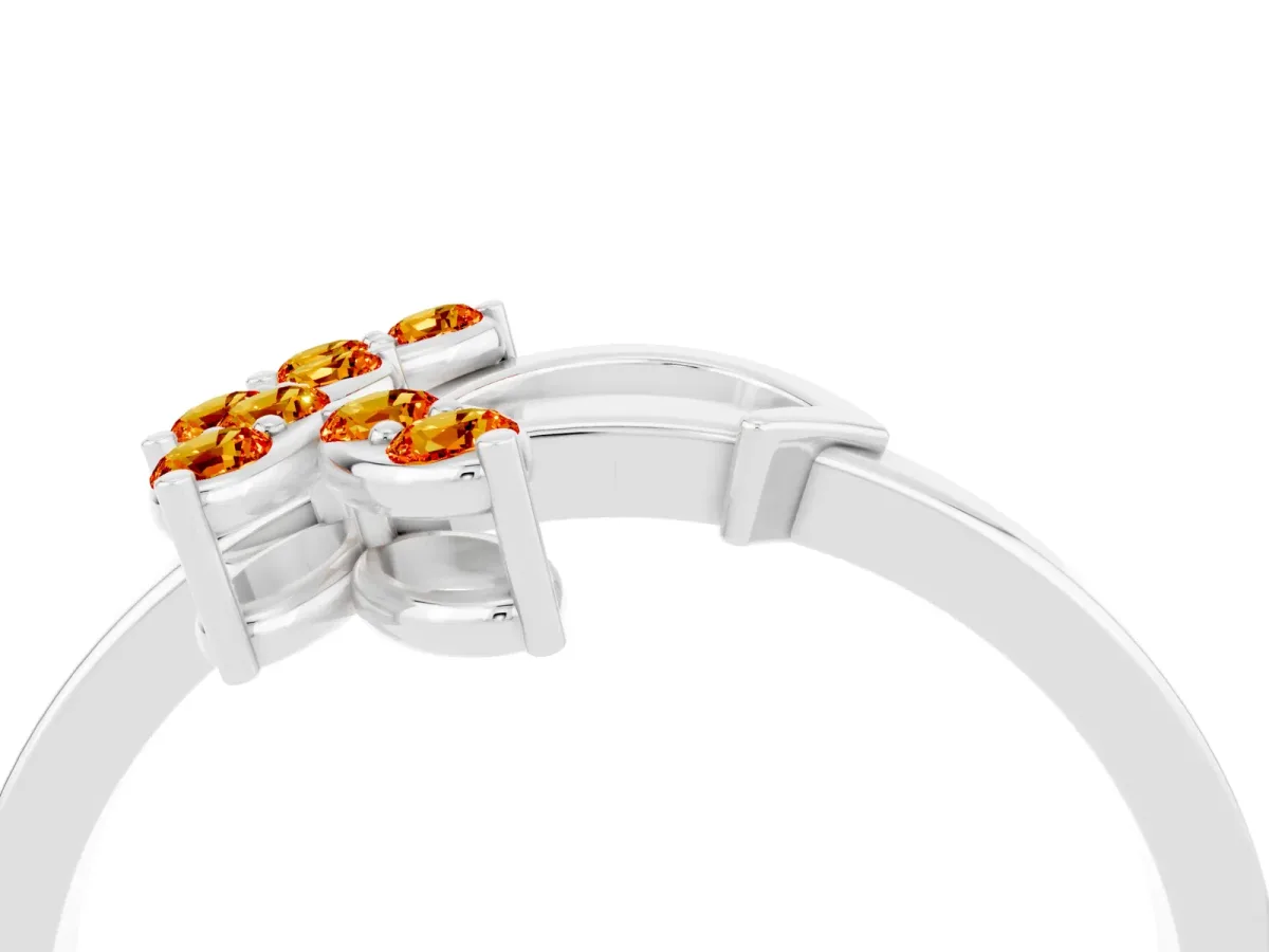 Marquise Citrine Cluster Bypass Ring with Prong Setting Silver