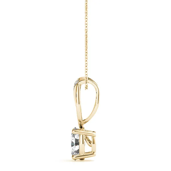 Pavé Oval Solitaire Prong Pendant Yellow gold