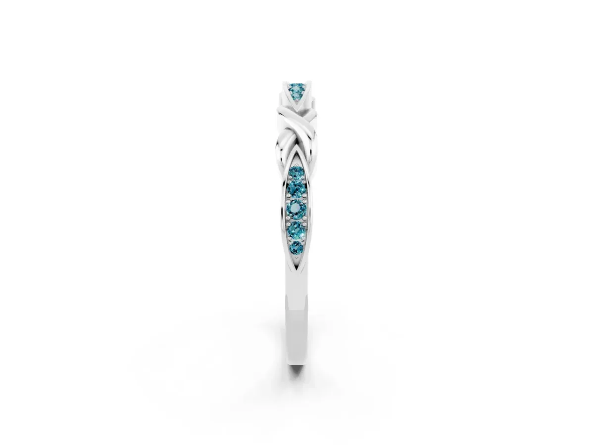 Twisted Marquise Blue Topaz Pavé Band with Shared Prong Setting Silver