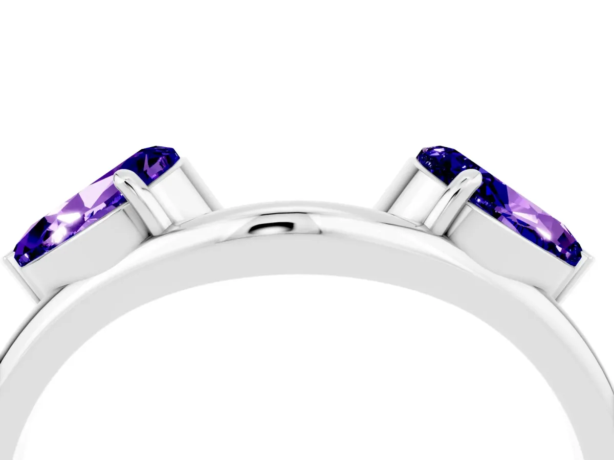 Two-Stone Pear Tanzanite Bypass Ring with Prong Setting White gold