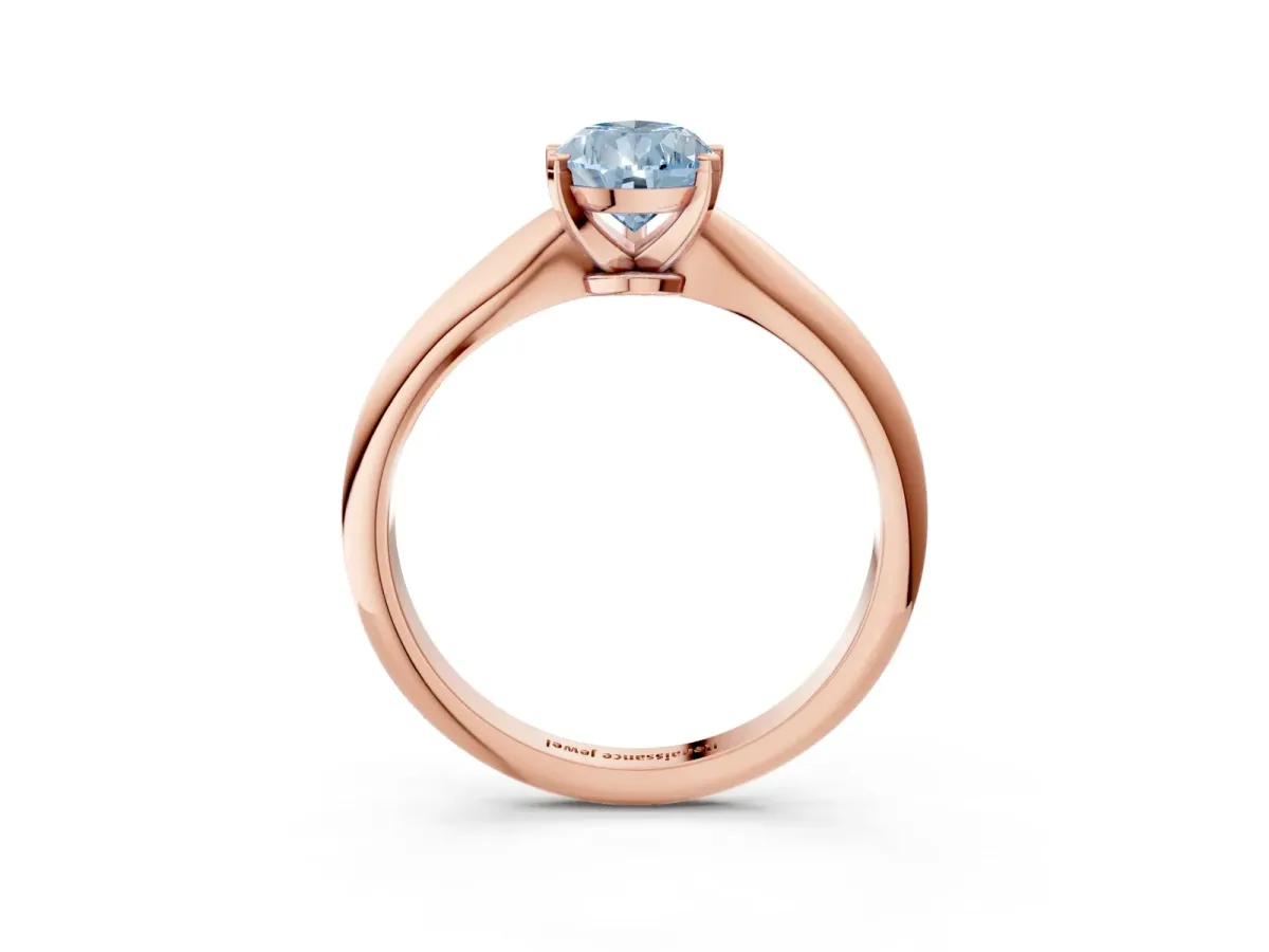 Fancy Blue Pear Cut Diamond Solitaire Engagement Ring with Classic Band and Four-Prong Setting Rose gold