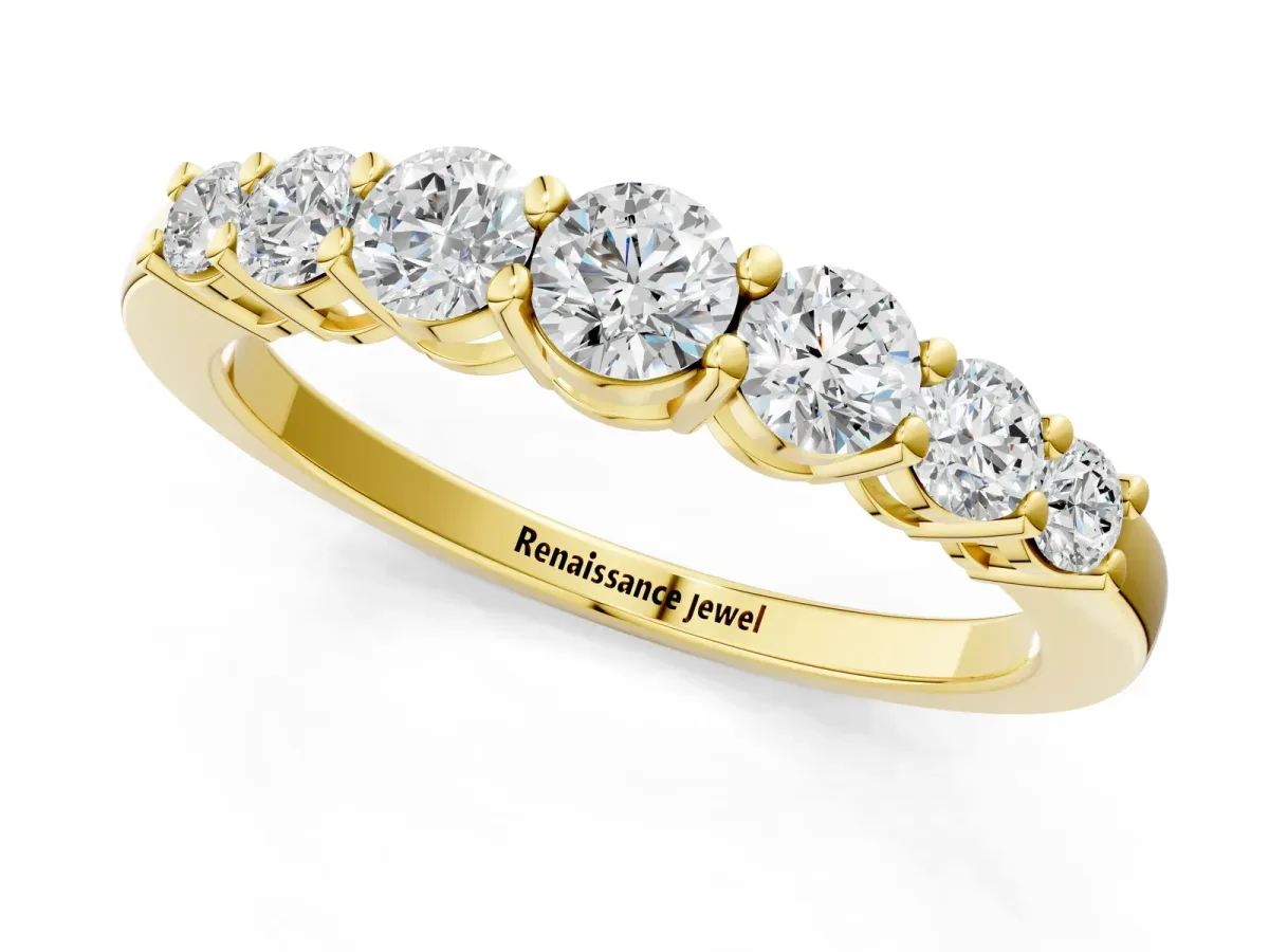 Round Diamond Prong-Set Half-Eternity Band Yellow gold