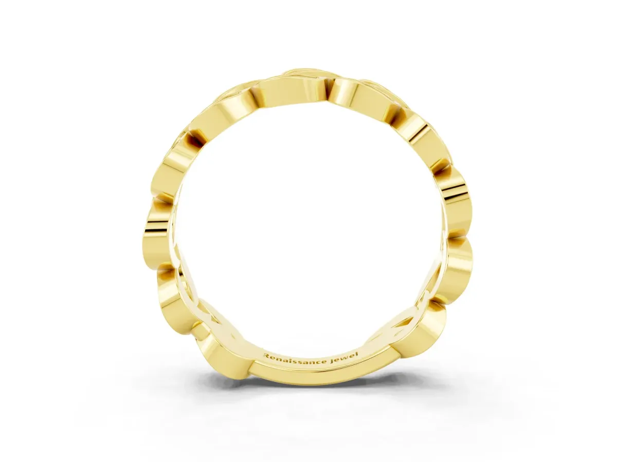 Pavé Round Yellow Sapphire Interlocking Eternity Band with Bezel Prong Setting Yellow gold