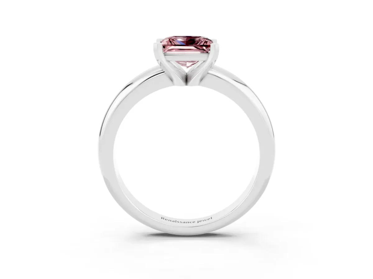 Radiant Diamond Engagement Ring with Pear and Round Side Stones Silver