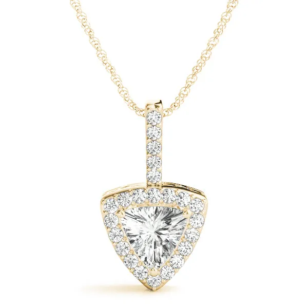 Halo Trillion Prong Pendant Yellow gold