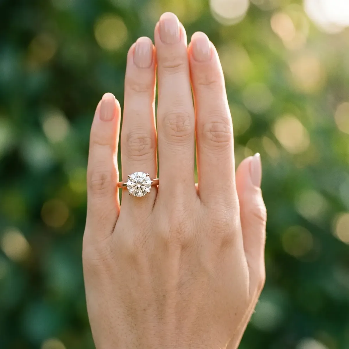 Round Cut Diamond Solitaire Engagement Ring with Round Band and Four-Prong Setting Rose gold