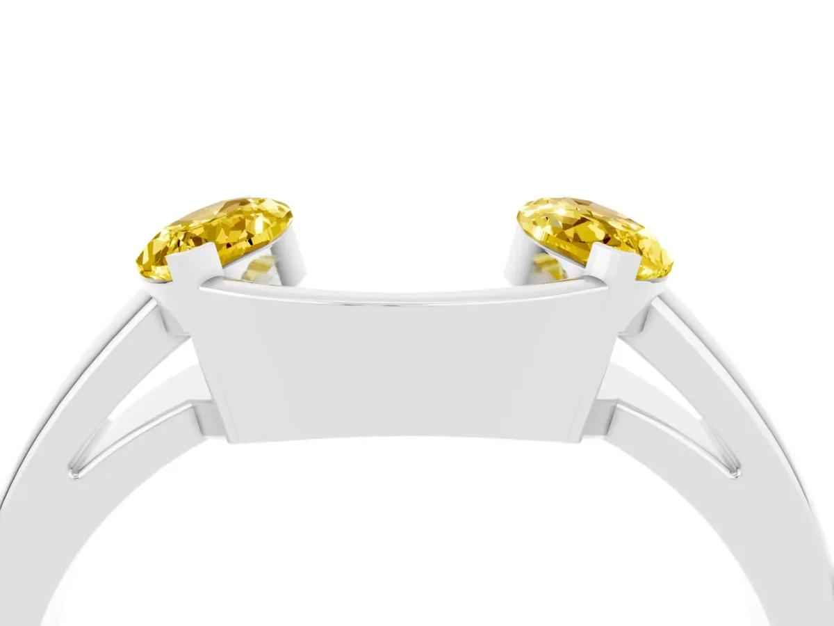 Marquise Yellow Sapphire Open Band Ring with Tension Setting Platinum