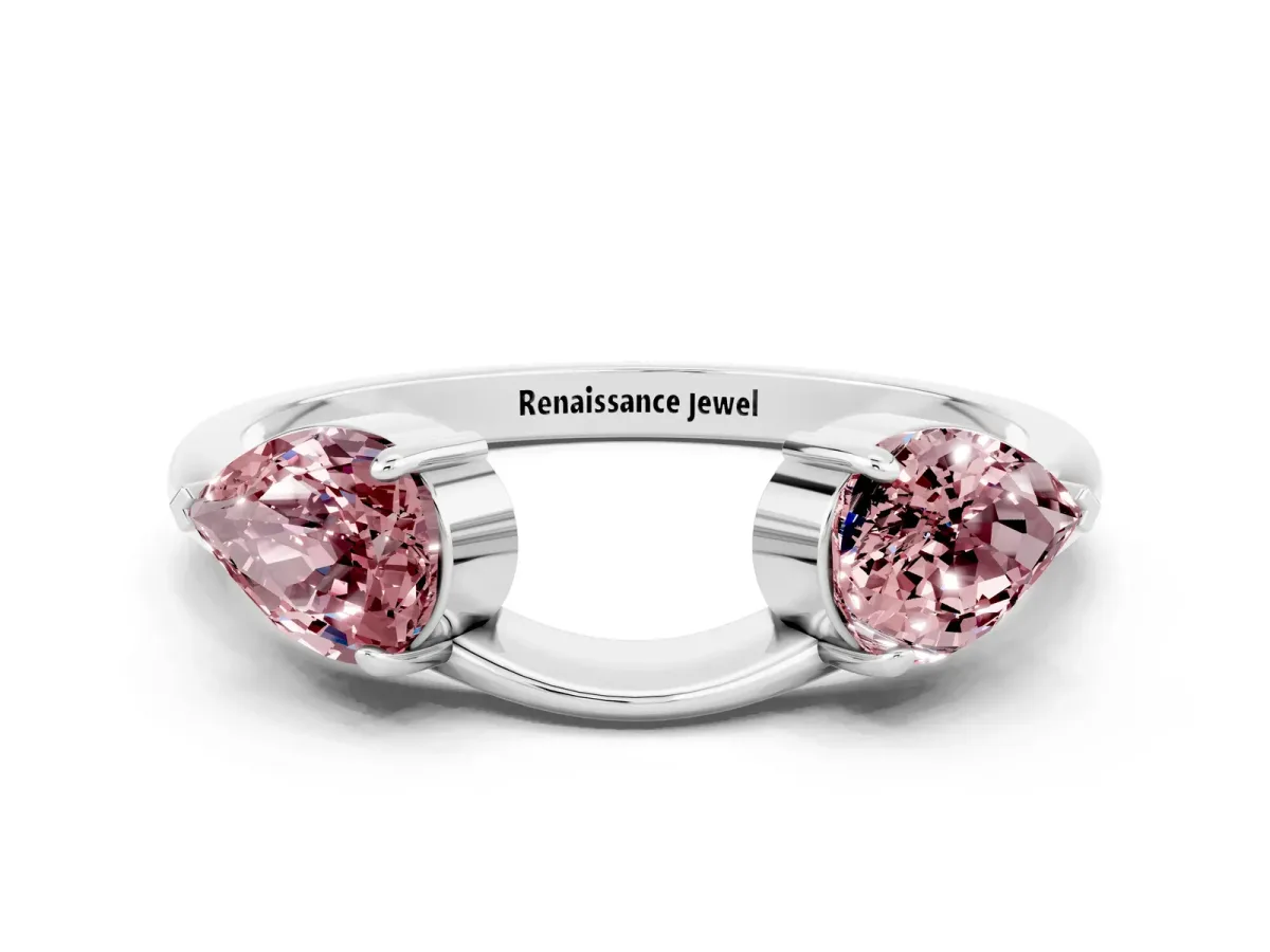 Two-Stone Pear Morganite Bypass Ring with Prong Setting Platinum