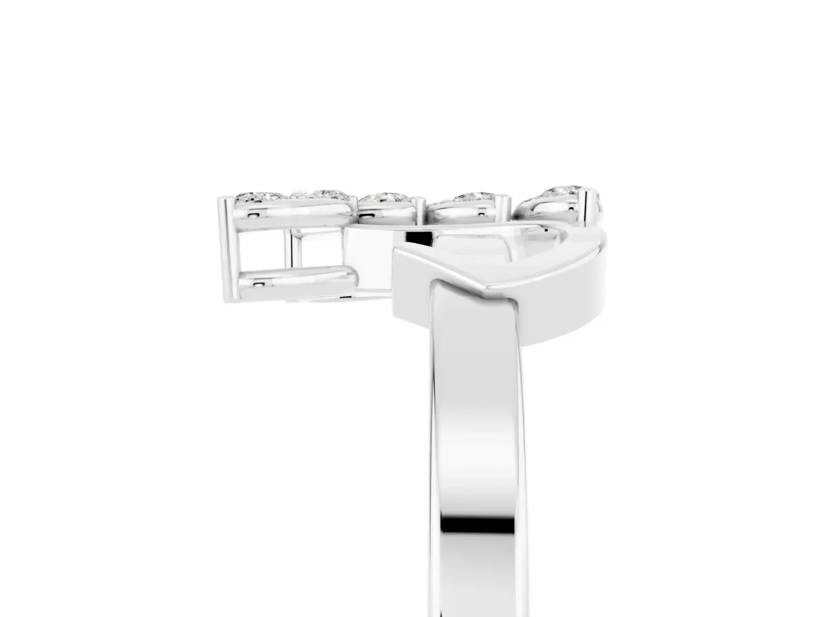 Marquise Moissanite Cluster Bypass Ring with Prong Setting Platinum