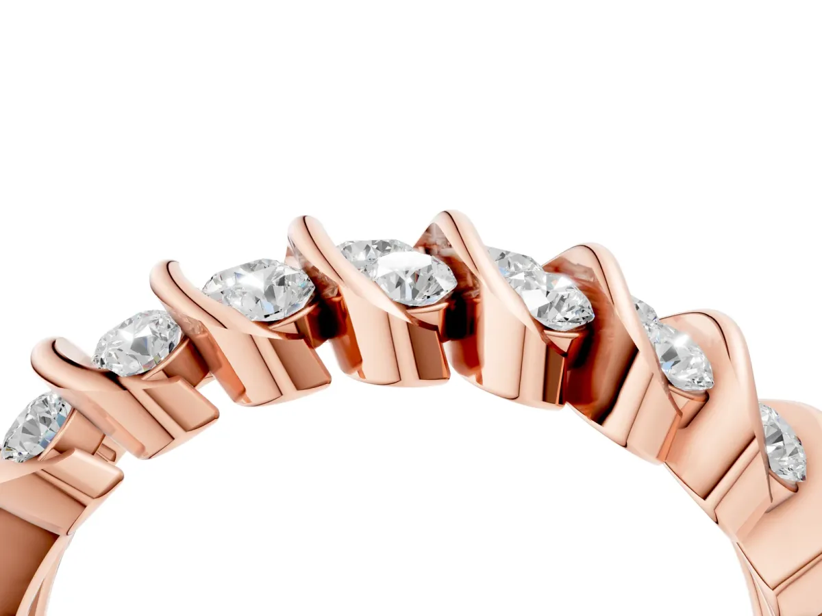Channel Set Round Diamond Multi-Row Band Rose gold