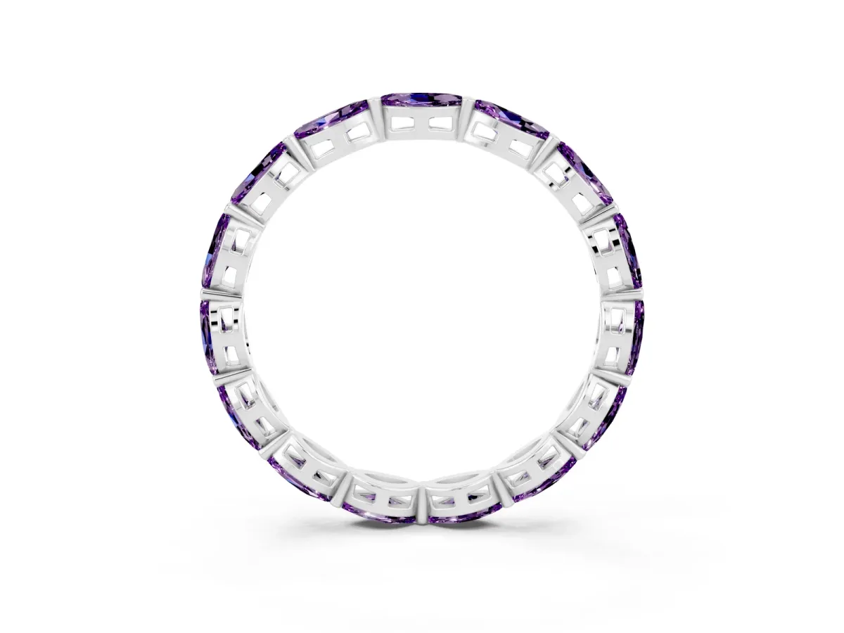 Marquise Amethyst Eternity Band with U-Prong Setting Platinum