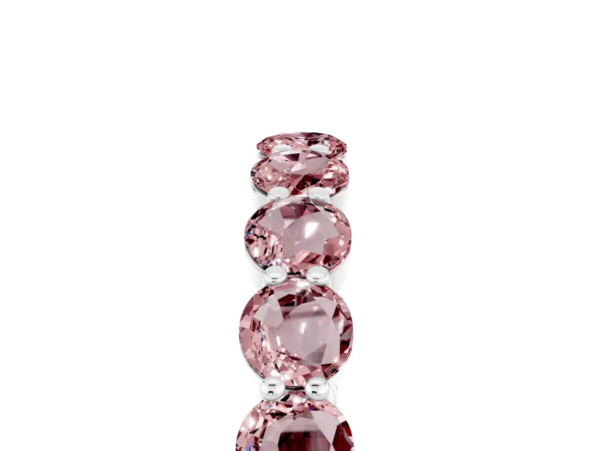 Round Morganite Eternity Band with U-Prong Setting Platinum