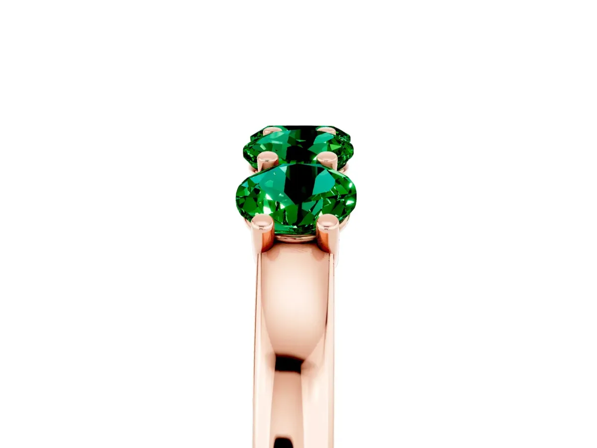 Four-Stone Round Emerald Prong-Set Band Rose gold